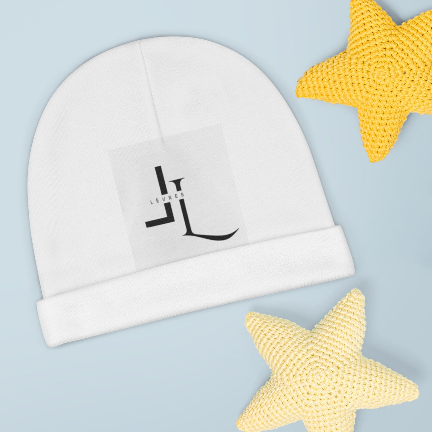 Minimalist Monogram Baby Beanie — JL Logo Knit Hat for Newborns